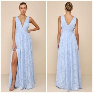 Lulus Medium Sweet Sophistication Light Blue Burnout Floral Maxi Dress NWT